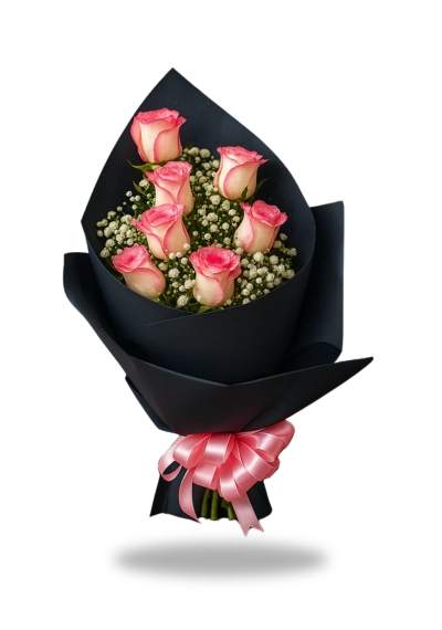 9 Lovely Pink Roses Bouquet